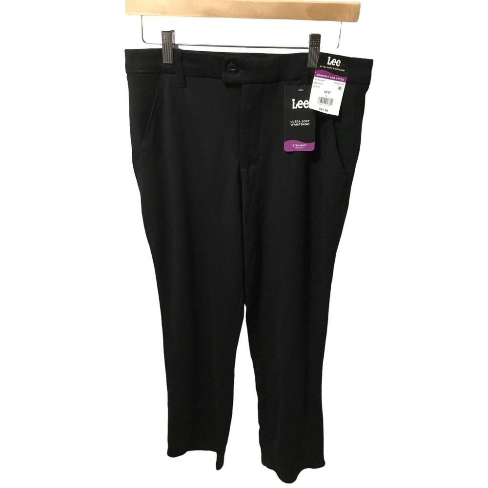 Lee Ultra Soft Waistband Black Soft Knit Pants NWT 10 Petite